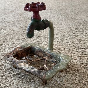 Antique farmhouse style faucet soap holder/ Rustic soap, dish holder
